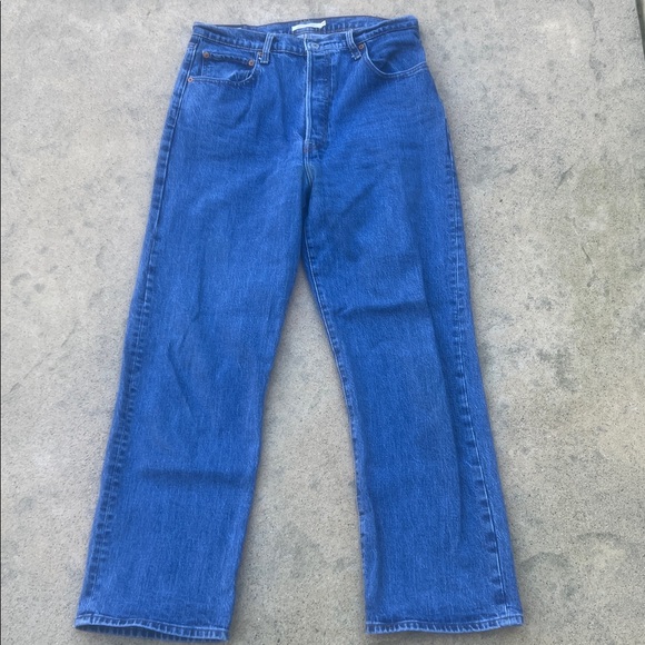 Levi's Denim - LEVI's Women's Ribcage Straight Button Fly Big 'E' Denim Blue Jeans Size 32